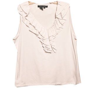Ralph Lauren White Sleeveless V Neck Blouse Size Medium